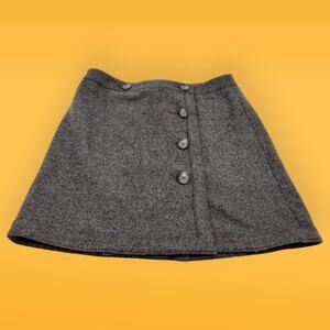 Fall Winter Grey Wool Size 10 Ann Taylor Above the Knee Button Down A-Line Skirt